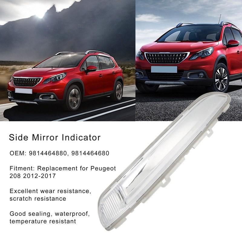 Side Rearview Mirror Turn Signal Light Housing Car Turn Signal Light Cover 9814464680 Replacement for 208 2012‑2017 right