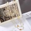 Famous Camellia Pearl Long Necklace For Women Double Layer Collane Lunghe Donna Rose Flower Sweater Chain Necklace