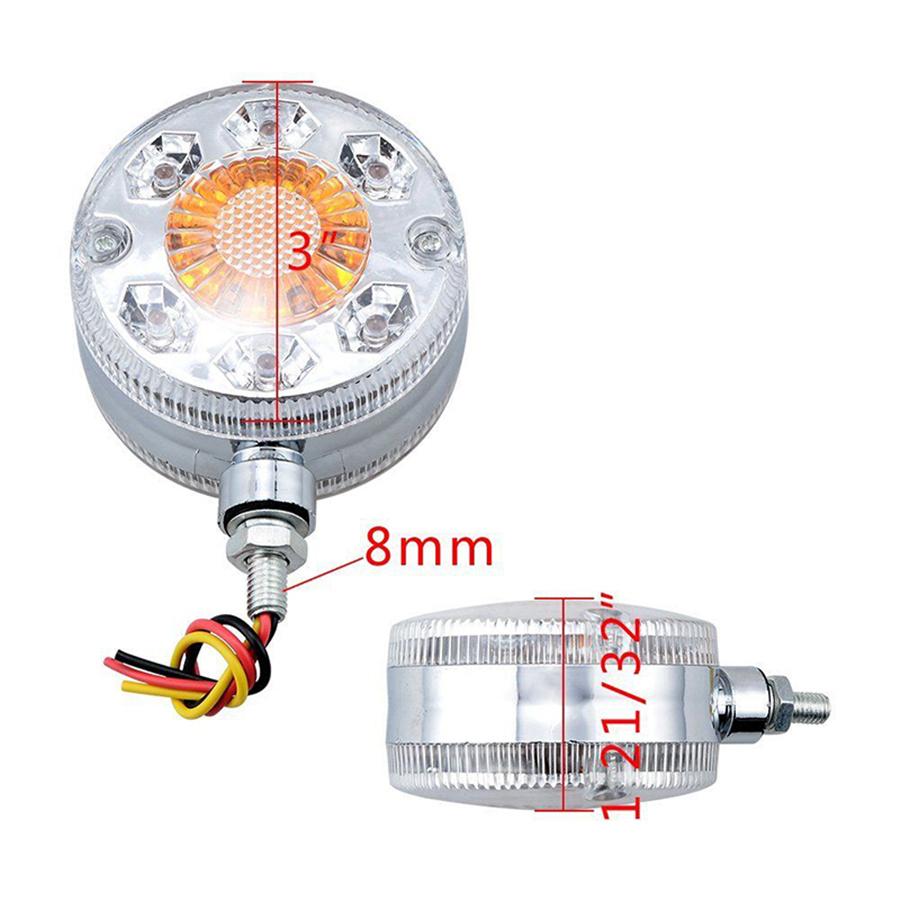 2pcs Round LED Pedestal Fender Light Truck Trailer Double Face Turn Signal Brake
