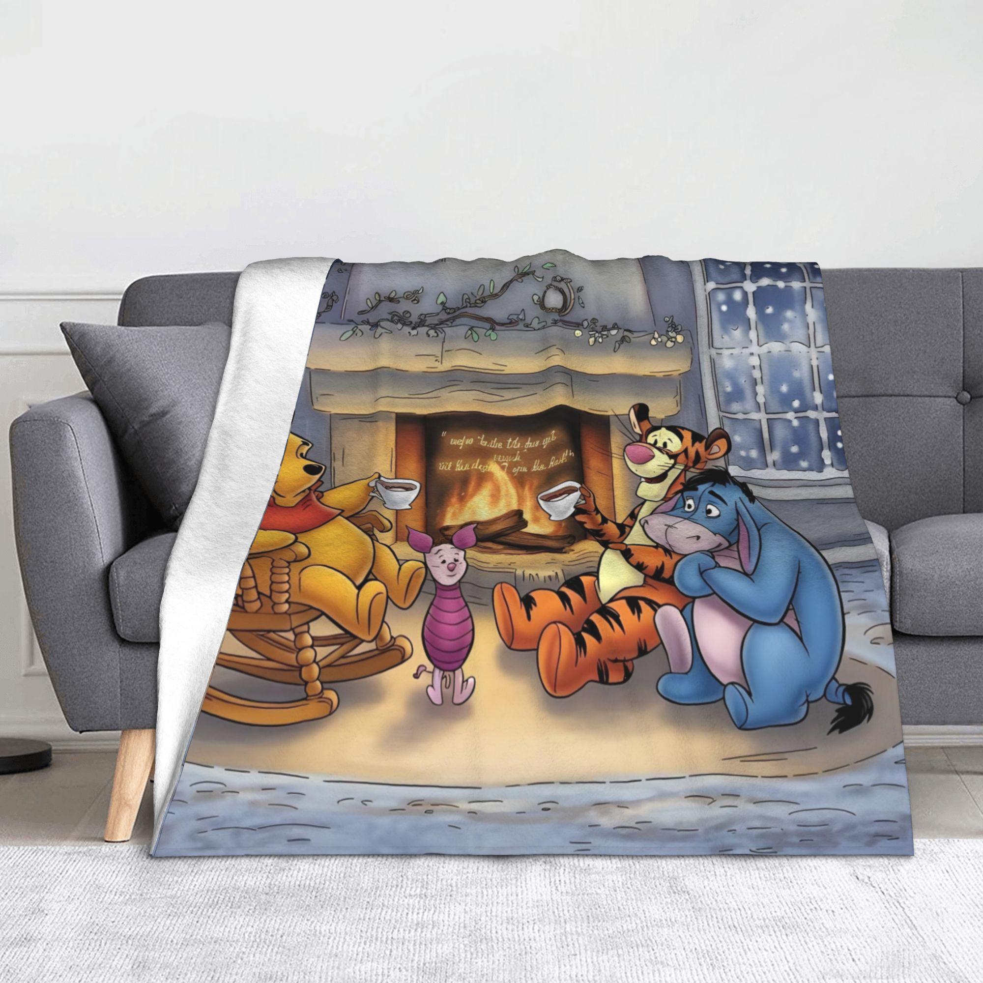 Pooh and Friends Knitted Blanket Winnie The Pooh Flannel Throw Blanket Bed Sofa Personalised Soft Warm Bedspread 75X95CM