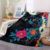 1pc Black Cat Print Soft & Warm Polyester Knit Blanket, Digital Printed, All-Season Throw for Napping, Traveling, Sofa yy250906021