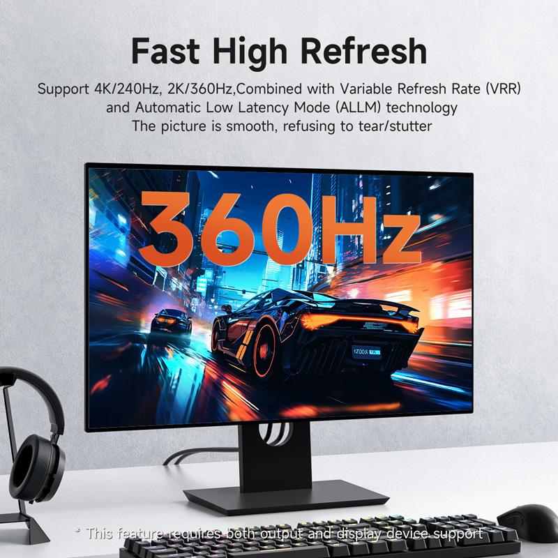 Hagibis 8K DisplayPort Cable 1.4 High Refresh Rate DP Cable 8K@60Hz 4K@240Hz 2K@360Hz for Gaming Monitor Graphics Card PC TV