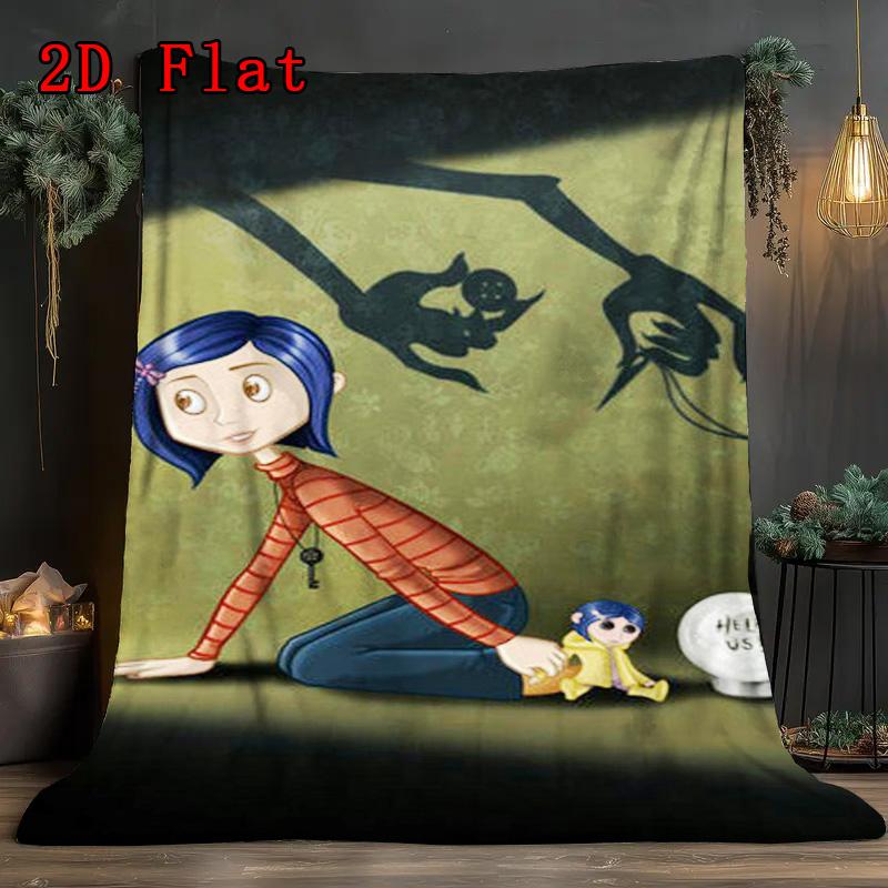 Coraline 2D Flat Pattern Flannel Blanket High Quality All Seasons Warmth and Comfort Perfect for Christmas Gifts.MMT0918270