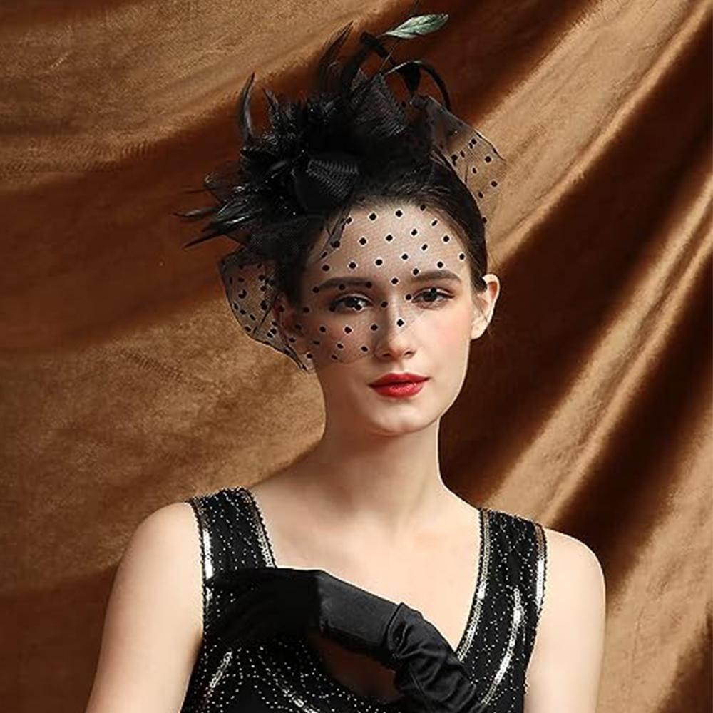 Comott Fascinators Hat Feather Headband Feminino Fascinators Tea Party Headwear com Clip Derby Hat para meninas e mulheres