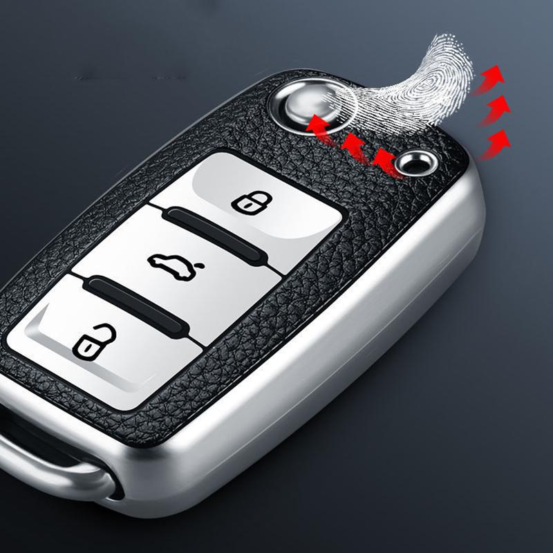 Funda de cuero TPU para llave de coche, funda para mando a distancia para Volkswagen VW Bora Polo Tiguan Jetta Passat B5 B6 B7 Golf Beetle para Skoda Octavia