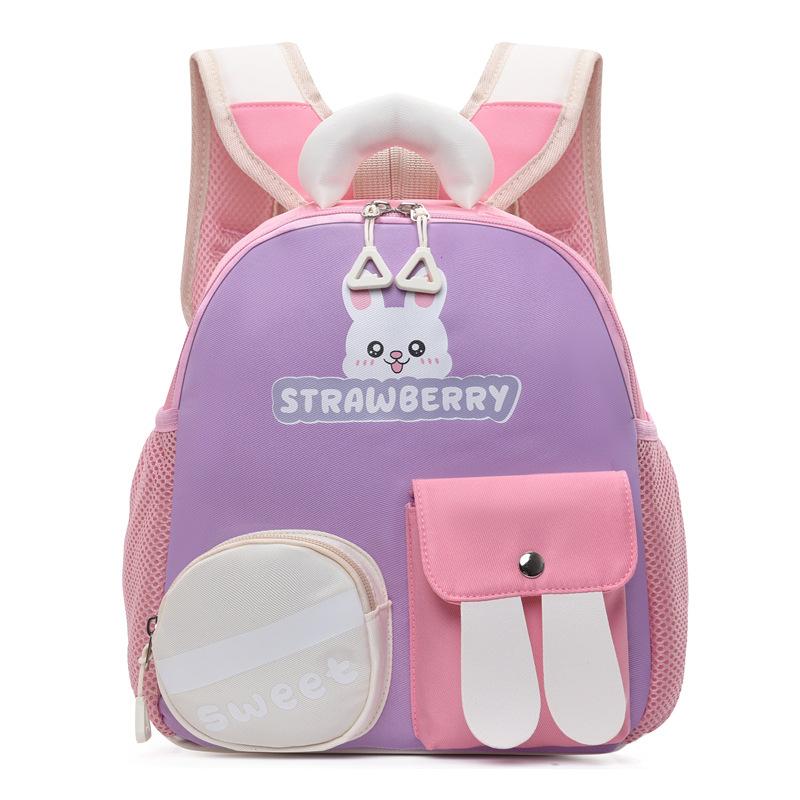 Kindergarten Schoolbag Girls Color Block Cartoon Rabbit Backpack Children's Backpack