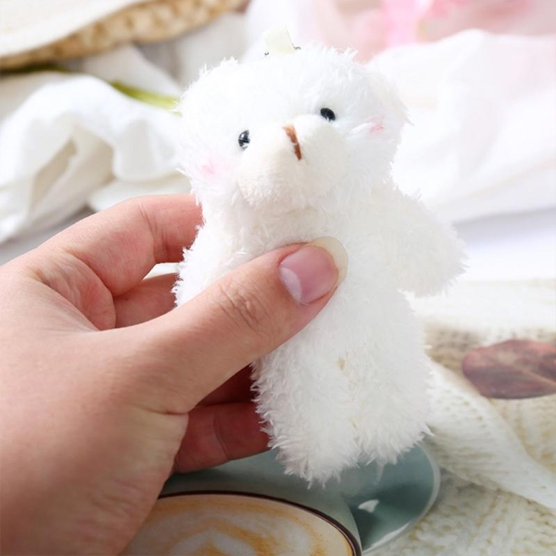 2pcsBlush Bear Pendant Plush Bear Keychain Stuffed Animal Pendant Soft Key Rings