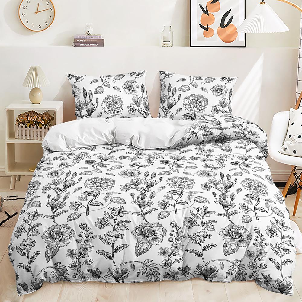 Bed Three-Piece Plant Floral Kit Pastoral Quilt Cover Two-Piece Bedroom