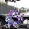 Purple Butterfly Car Rearview Mirror Hanging Accessories, Souvenir Christmas Ornament Gifts, Butterfly Pendant for Car - DD