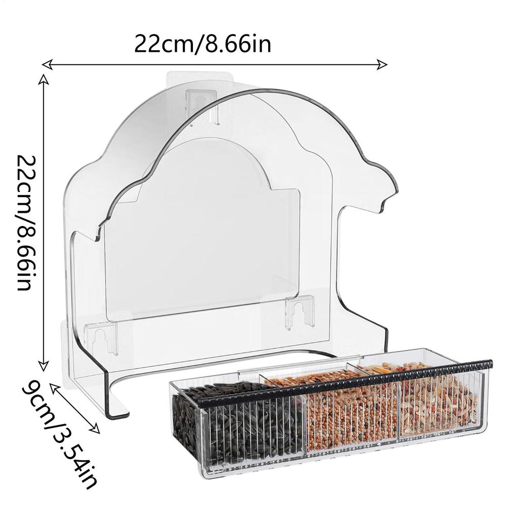 Window Bird Feeder Removable Tray Clear Weatherproof Acrylic Wild Bird Feeders For Garden Balcony Backyard Wildlife Viewing