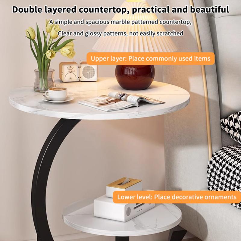 Cloud-Shaped 2-Tier Bedside Table Compact Small Coffee Table For Bedroom Living Room