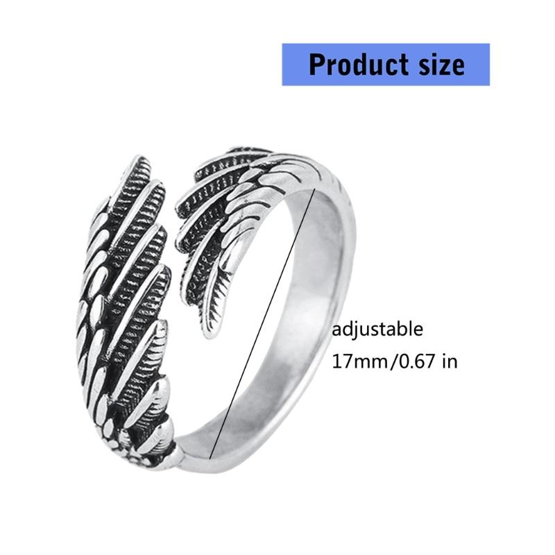 Adjustable Open Feather Rings Vintage Styles Unisex Jewelry Accessory for Women Men Gifts Silver Tone Retro Designs