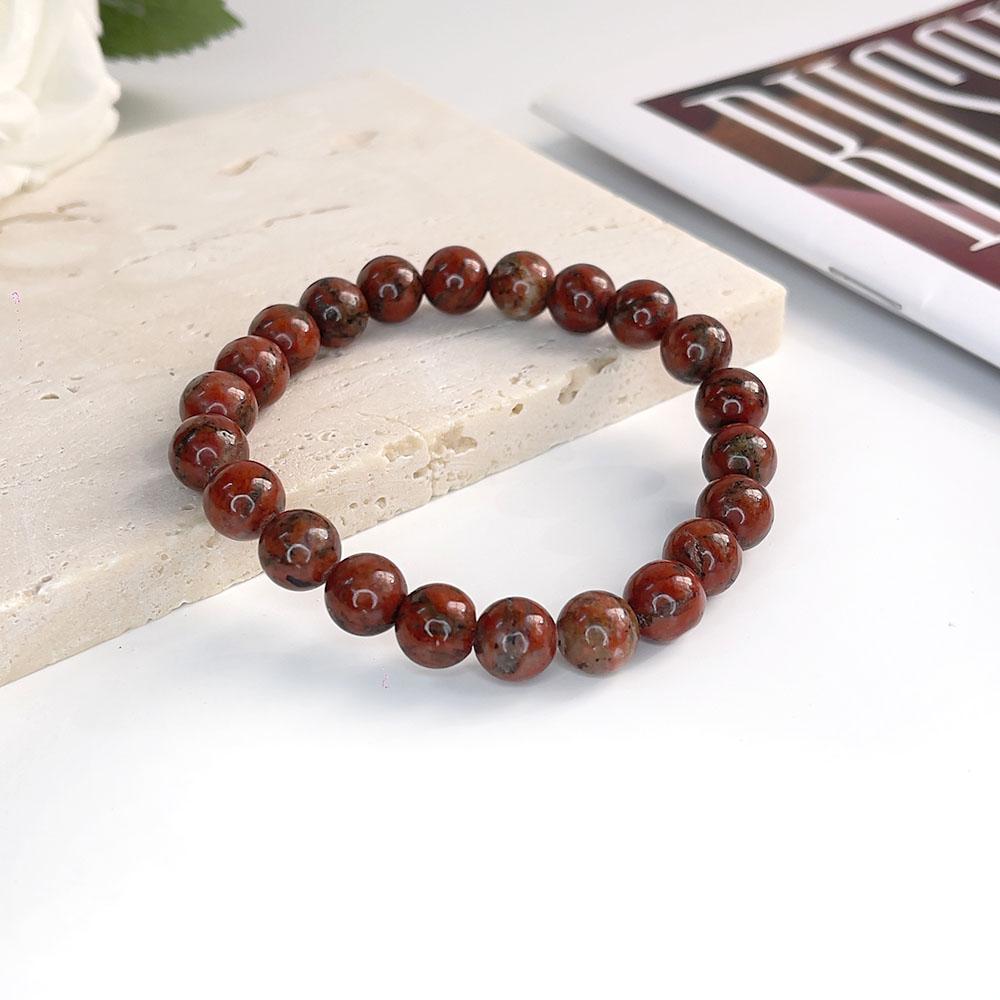 Natural Stone pink zebra Beaded Bracelet 6/8mm Dalmatian Jasper Rhodochrosite Agate Bracelet Gemstone Beads Bracelet