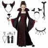 Halloweenský kostým pro děti Halloween Fantasy Upír Kostým Dívčí Dlouhé tutu šaty Dětské karnevalové oblečení Gotické péřové oblečení