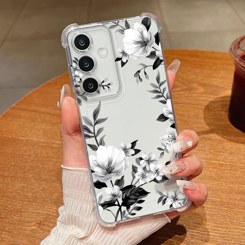 Flowers Floral Pattern Phone Case For Samsung Galaxy S26 S25 S24 S23 Ultra S22 Plus S21 S24 S25 FE Clear Shockproof Soft Cover