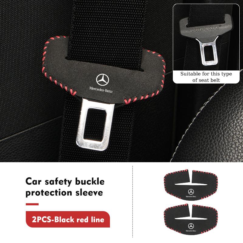 D1-2pcs Car Suede Belt Buckle Protector Anti-Scratch Safety Base For Benz W202 W212 W126 W140 W168 W177 CLS GLE GLC GLS CLA