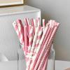 25PCS Party Straws For Juice Cocktails Smoothies Birthday Wedding Christmas Decorations Biodegradable Pink Paper Straws