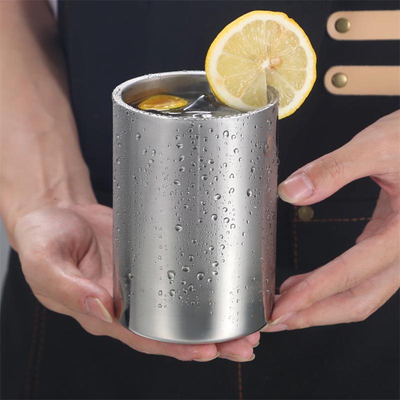 350ml/500ml Stainless Steel Double Wall Beer Mug Silver Coffee Cup Portable Travel Office Water Cups Drinkware Tumbler