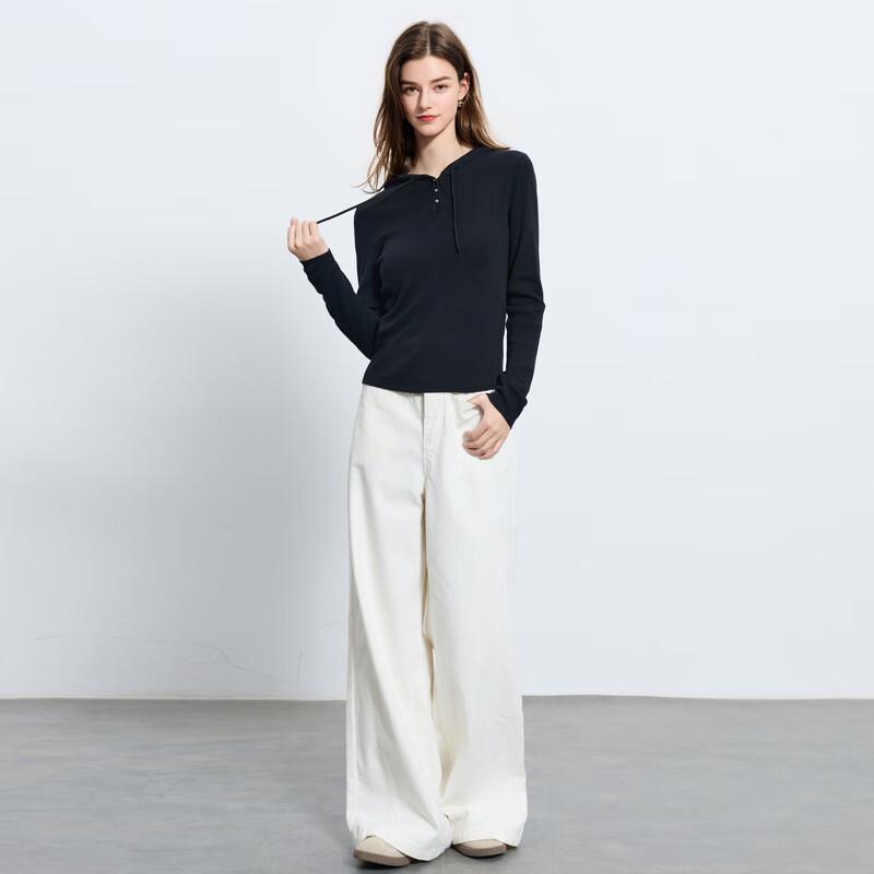 

Sancai 2025 Autumn Women s Slim Fit Hooded Knit Pullover L