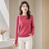 Women Crew Neck Solid Color Knit Sweater Long Sleeve Loose Fit Casual Ladies All Match Autumn Winter Basic Pullover