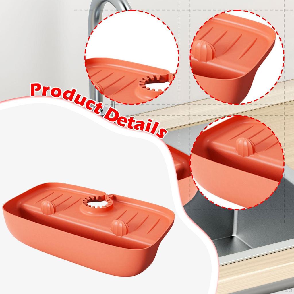 Faucet Mat for Kitchen Sink Handle Catcher Tray Easy Install Bathroom Accessories Storage