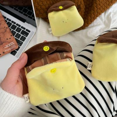 Cute Handmade Pudding Coin Purse Creative Mini Plush Portable Earphone Case ID Card Holder Case Small Card Wallet for Storage