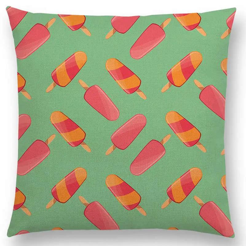 Colorful Prints Cushion Cover Chocolate Candy Donuts Pretty Ice Cream Pattern Color Party Sofa Throw Pillow Case Decor