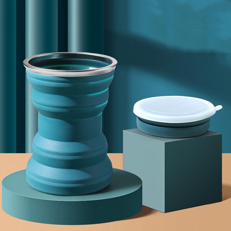 

Складная бутылка для воды, кружка 320 мл, складные силиконовые чашки для кофе, кружки синий