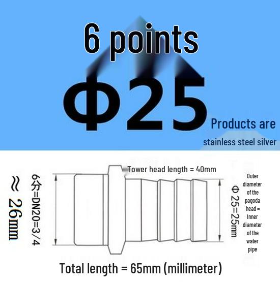 304 Stainless Steel Hex Threaded Water Hose Barb Connector