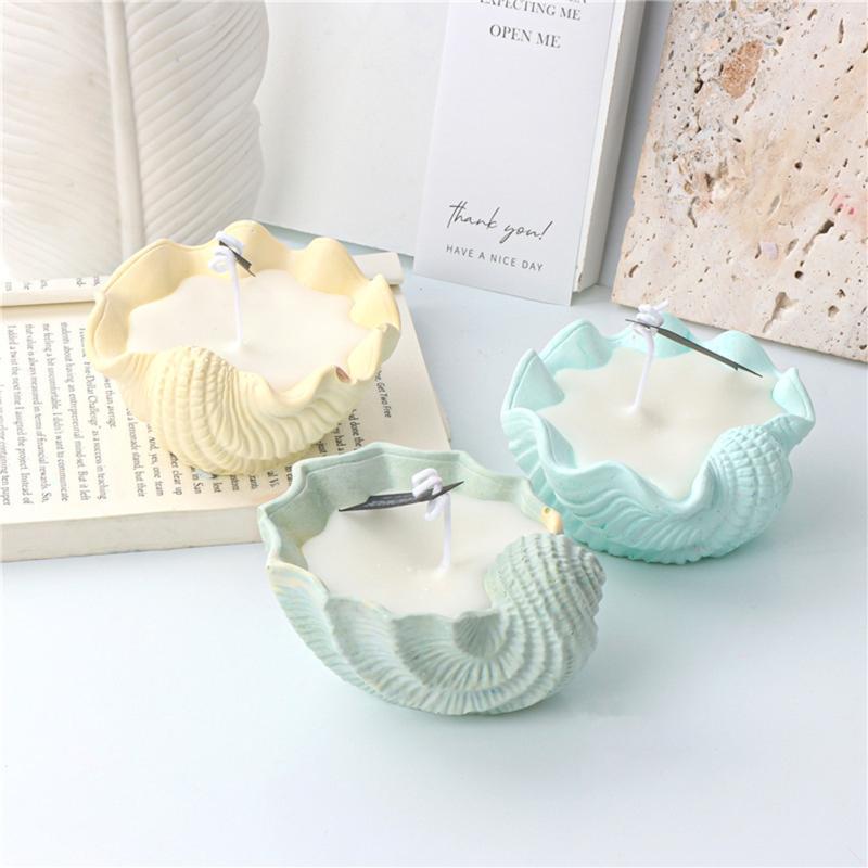 Conch Shaped Candle Jar Silicone Mold for DIY Handmade Plaster Cement Injection Mould Home Decoration Crafts