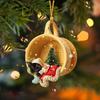 1Pcs Christmas Cartoon Dachshund Dog Ornament Cup Acrylic Pendant Christmas Tree Hanging Decoration Car Interior Decor