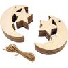 32 Pack Wooden Moon and Star Cutouts - Glitter Crescent Hanging Ornaments, Gift Tags for Home Party Decoration, Craft Project
