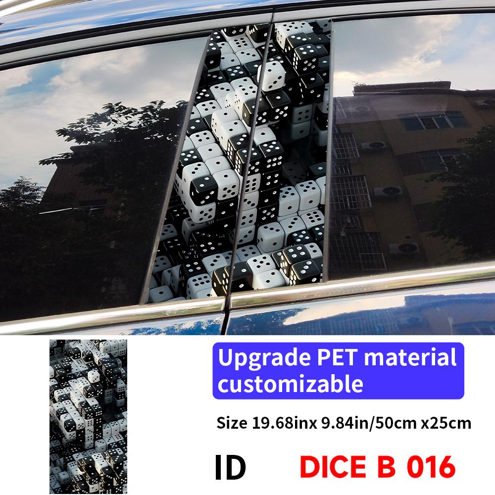 Dice Skull Car Sticker Auto B Pillar Waterproof Sunscreen Center Column Decor Cover Scratches Car Doors Pillar Decal Accessories