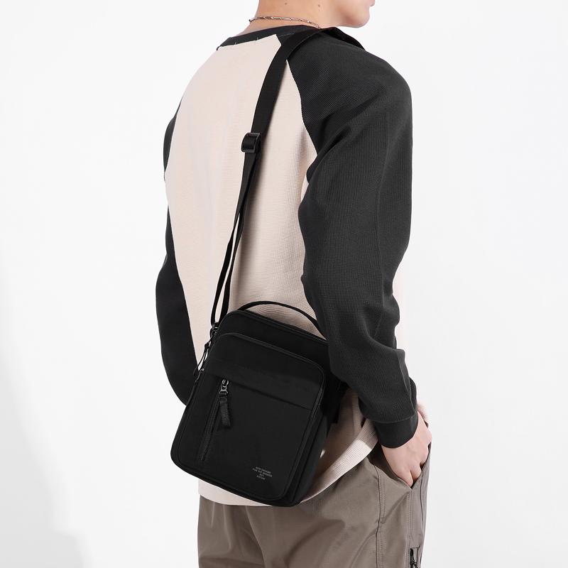 Nylon Crossbody Bag with Top Handle and Multiple Zipper Pockets for Daily Use Men Women