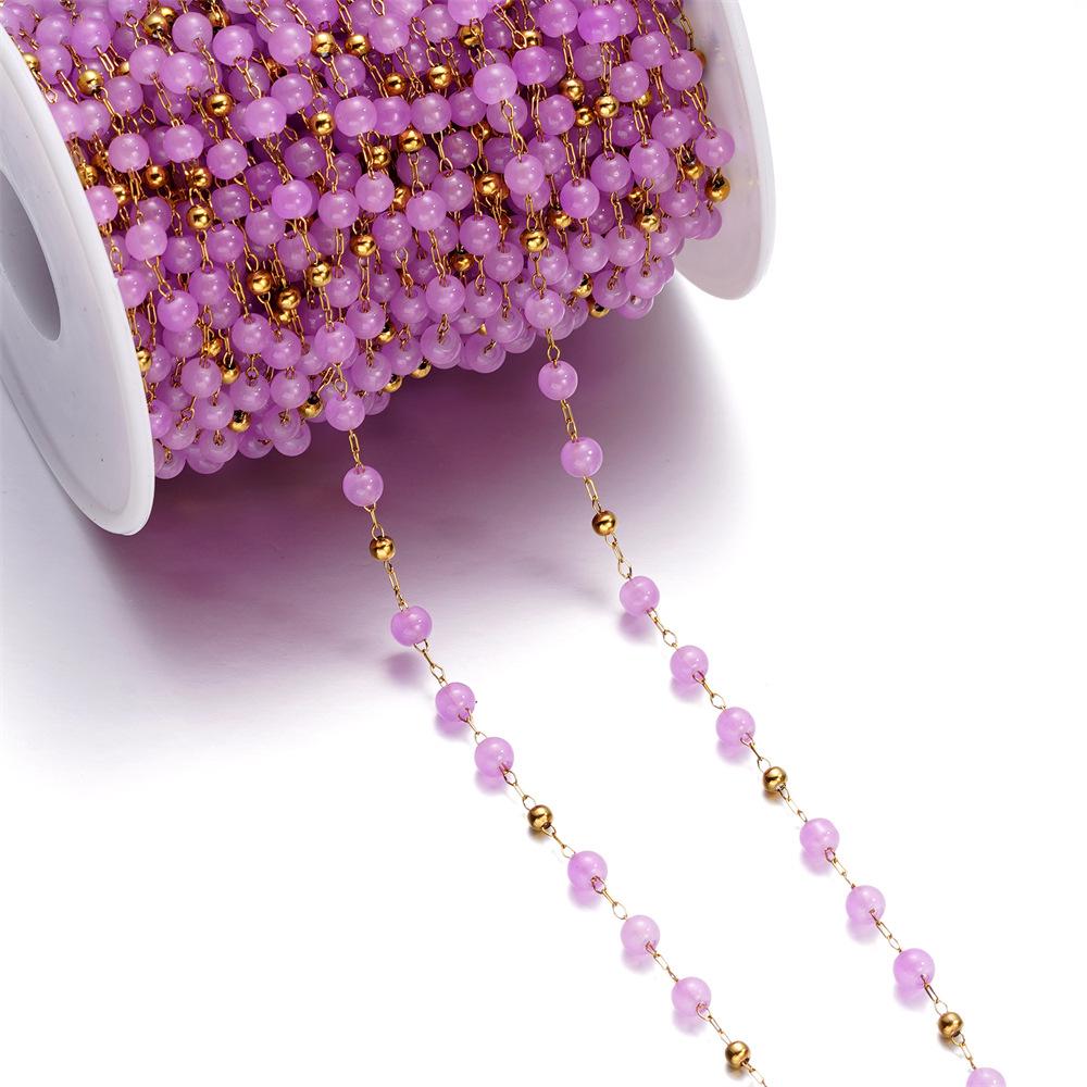 Chaîne à billes colorées œil de chat en acier inoxydable d'1 mètre pour bijoux DIY