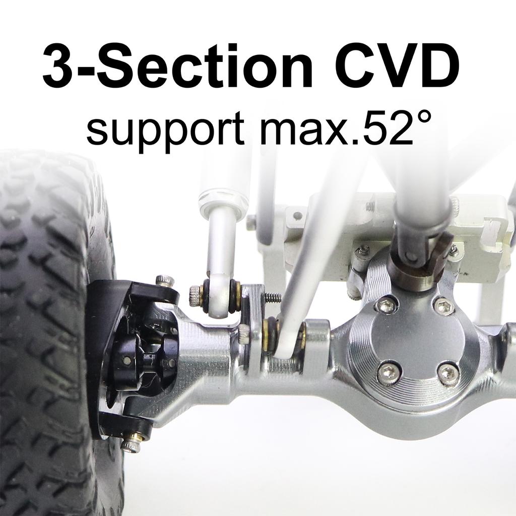 Aluminum Planet Axles Lsokinetic 3-Section CVD Brass Steering Knuckles Max.52° for 1/24 Axial SCX24 C10 JLU Gladiator Bronco