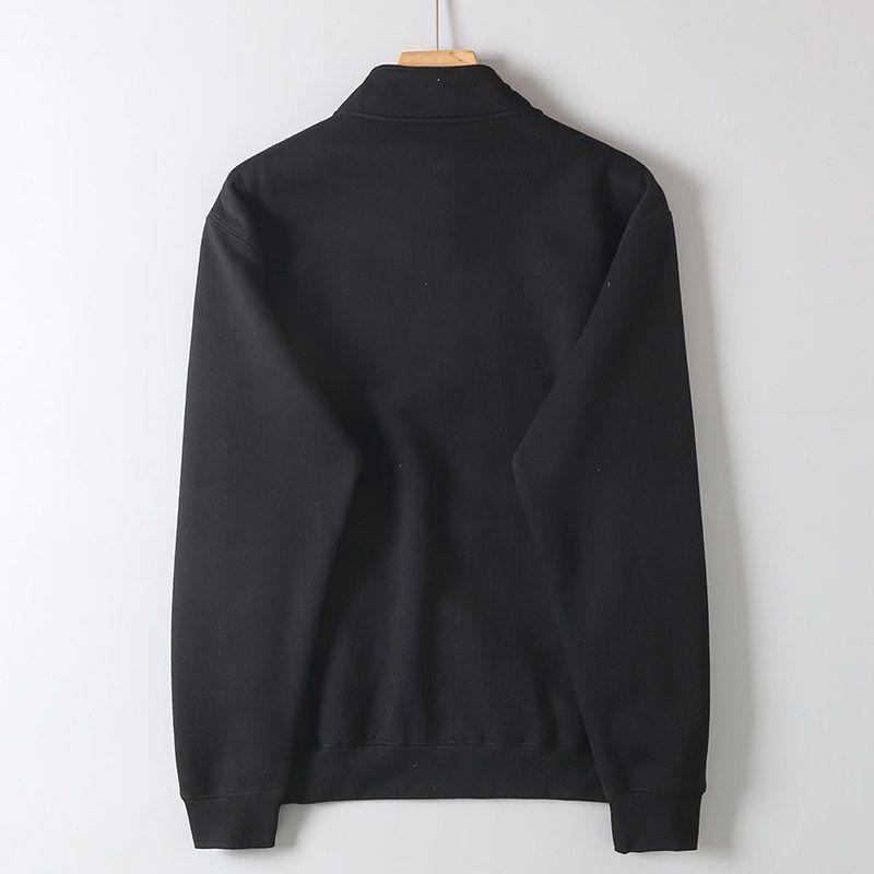 Designer-Style Half-Zip Stand Collar Fleece-Lined Autumn and Winter Men's Fashion Thickened Sweatshirt with Cut Tags, Export Surplus