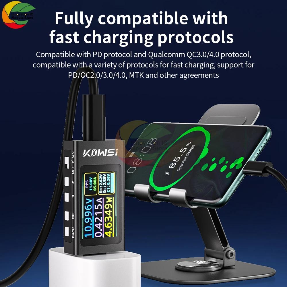 KWS-X1 Digital Voltage Current Tester IPS Display 4-30V 0-12A DC Voltage Current Detector Fast Charging Trigger Capacity Tester