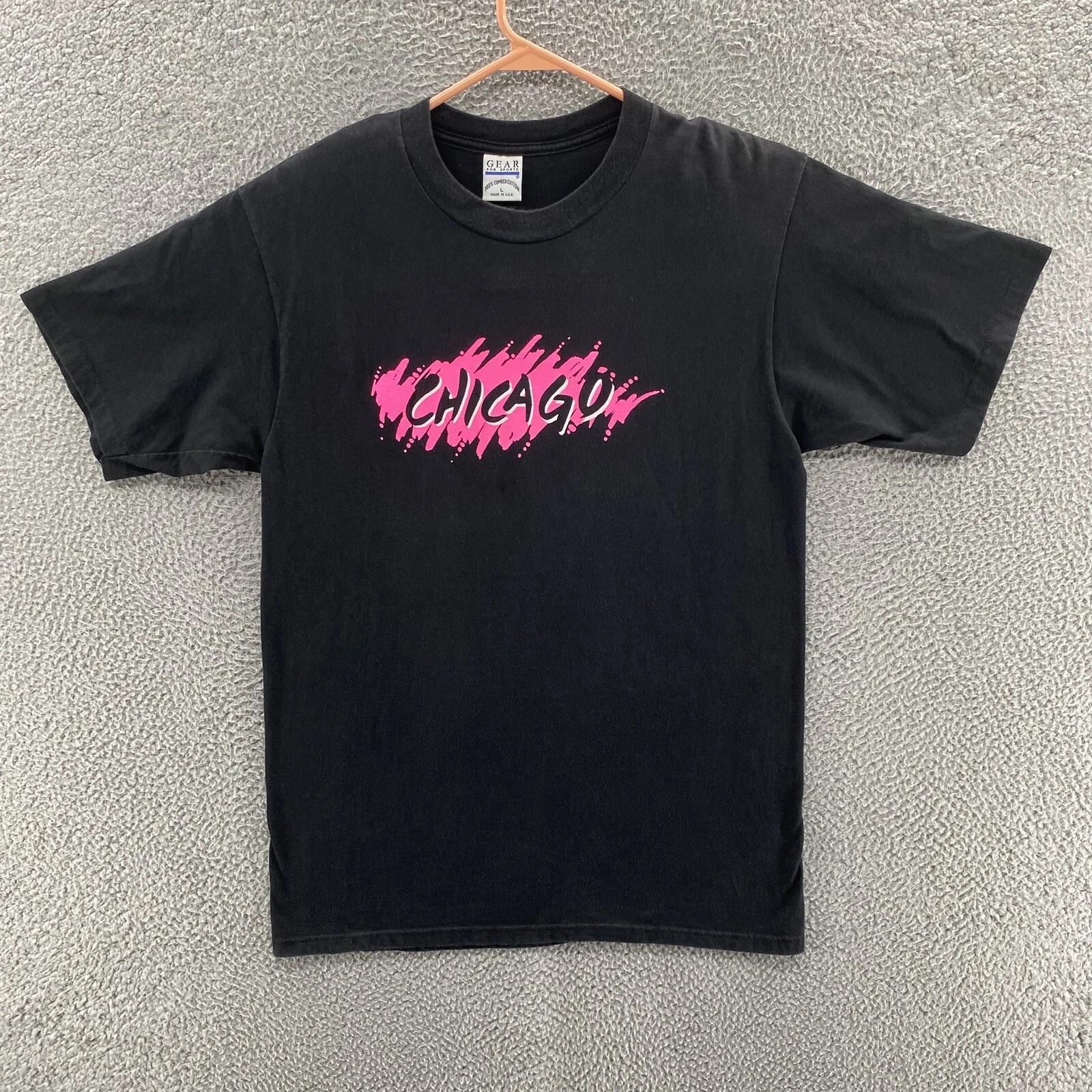 

VINTAGE Chicago T Shirt Men Large Black Destination Tourist Single Stitch 90s 3XL
