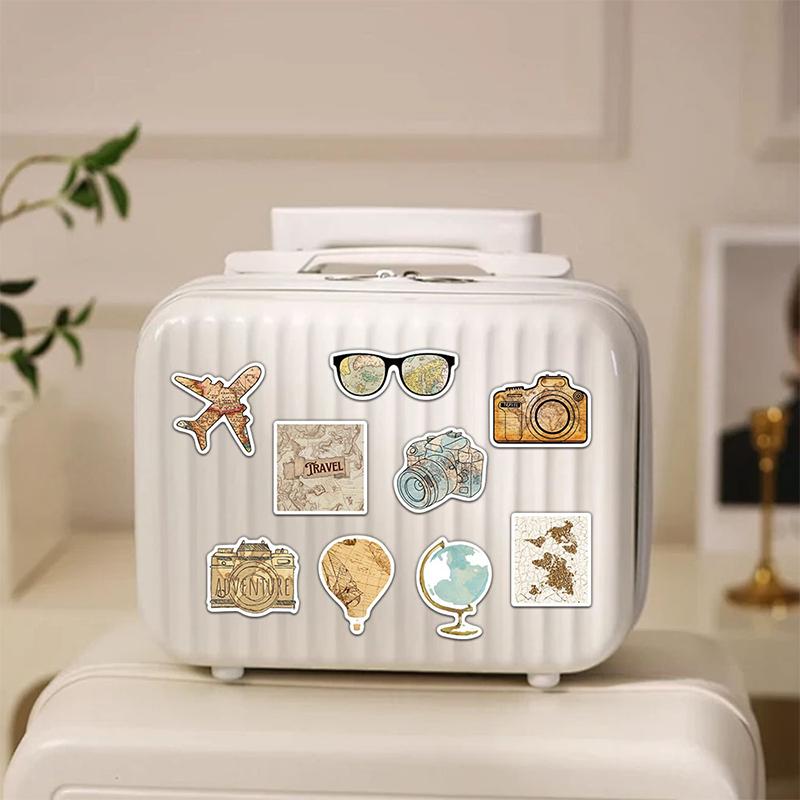 High-Standard 50Pcs Premium-Quality Vintage Premium-Quality Travel Top-Grade Stickers Top-Grade Aesthetic First-Class Clock Premium-Quality Maps