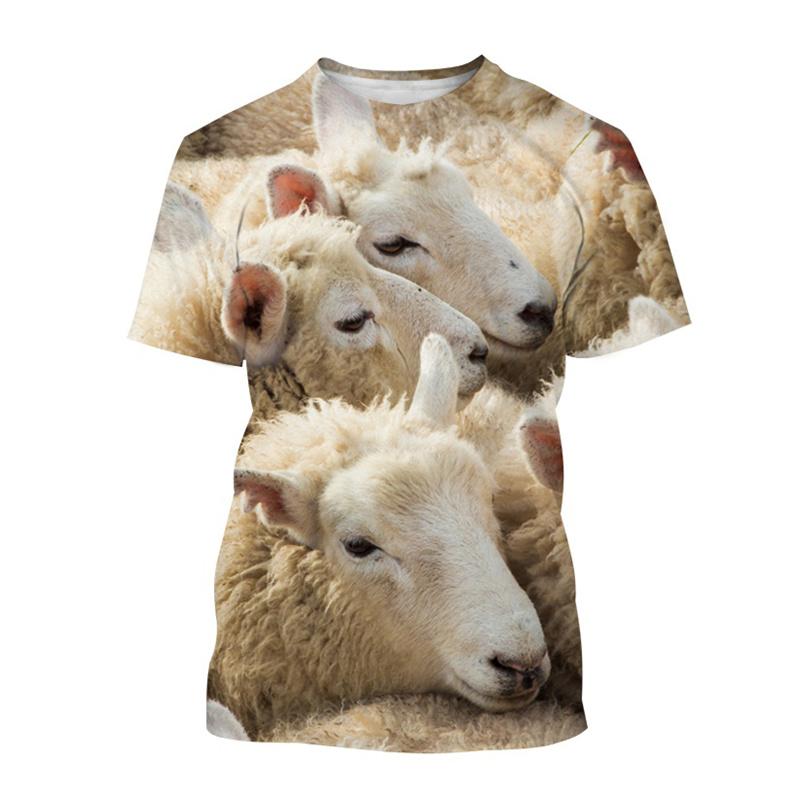 

Футболка с забавным принтом в виде овцы 3D для мужчин и женщин, летняя повседневная футболка с коротким рукавом и круглым вырезом, уличная одежда, топы, футболки, мужская одежда XL