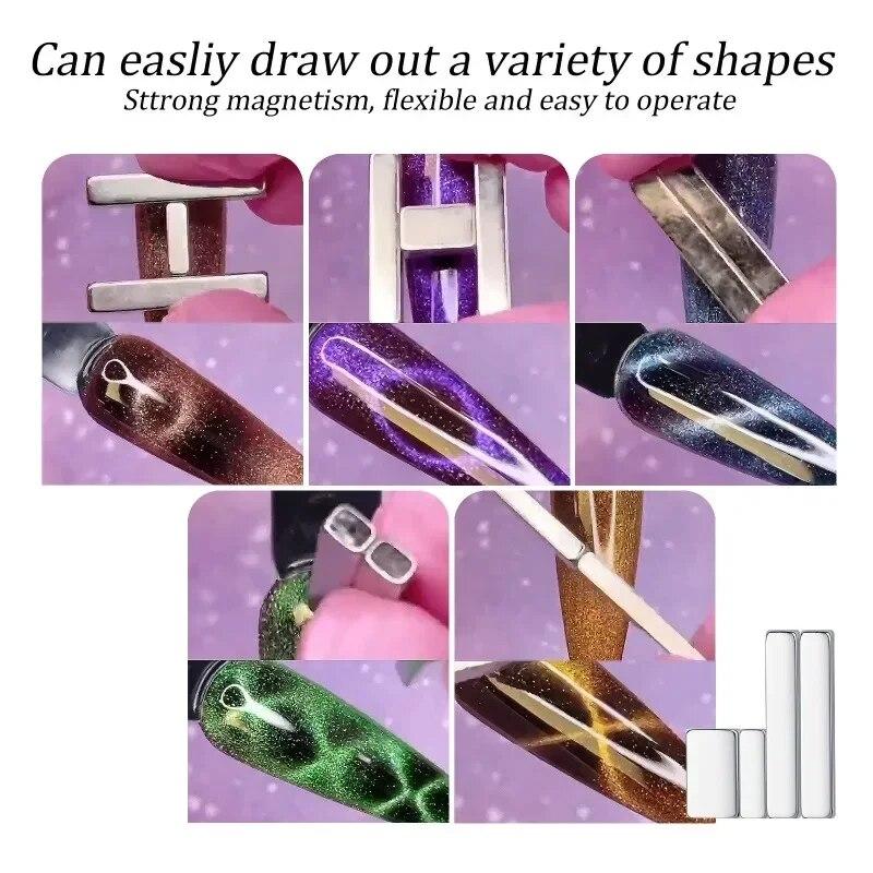 4ks/balení Manikúra Multifunkční Magnet na nehty Salon Cat Eye Long Strip Magnet Sada francouzských nehtových tyčinek pro kočičí oko pro UV gelové nástroje