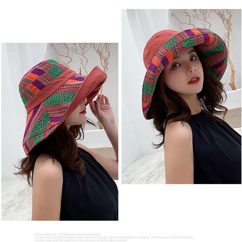 Travel Out Door Summer Retro Sun Protection National Wide Brim Beach Sun Hat Womens Sun Hat