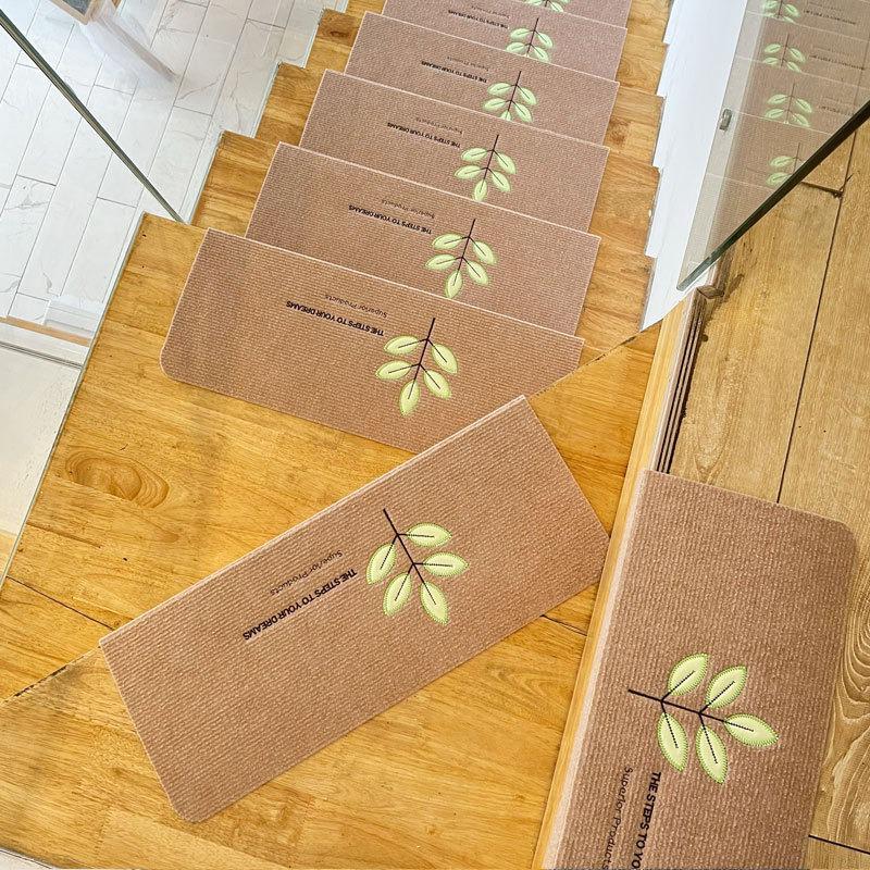 Luminous Self-Adhesive Stair Tread Mats - Splicable, Glue-Free, Solid Wood Protection Carpets