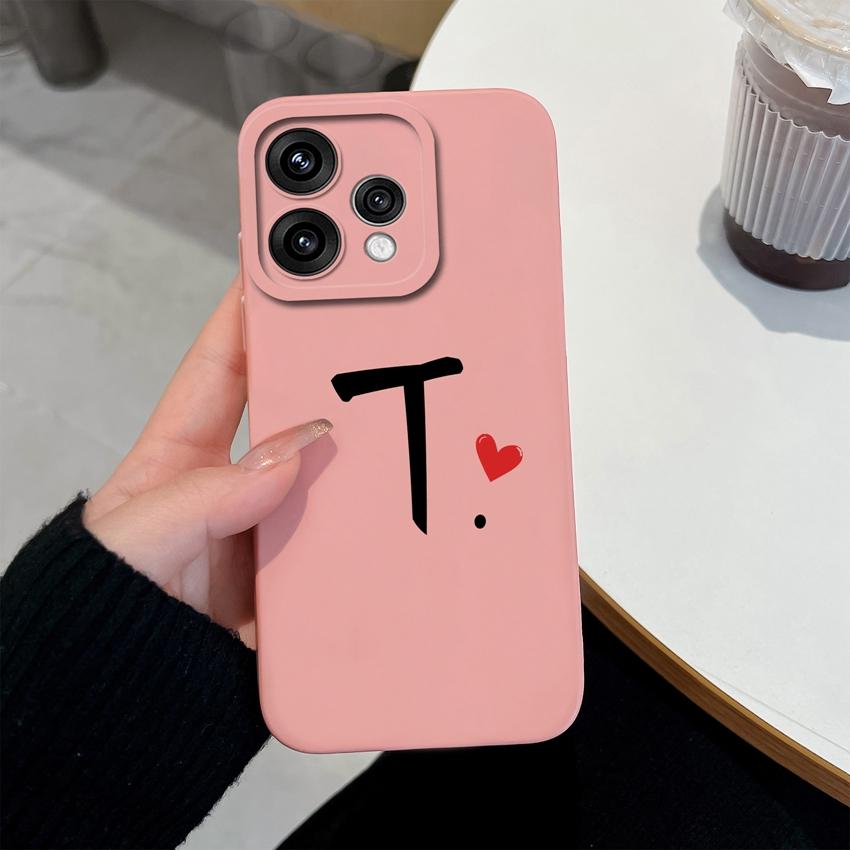 Cute Red Love Heart Letters Pattern Phone Cover For Oppo Reno 15 14 13 12 11 Pro 15F 14F 13F 12F 11F 5G Shockproof Silicone Camera Lens Protector Case
