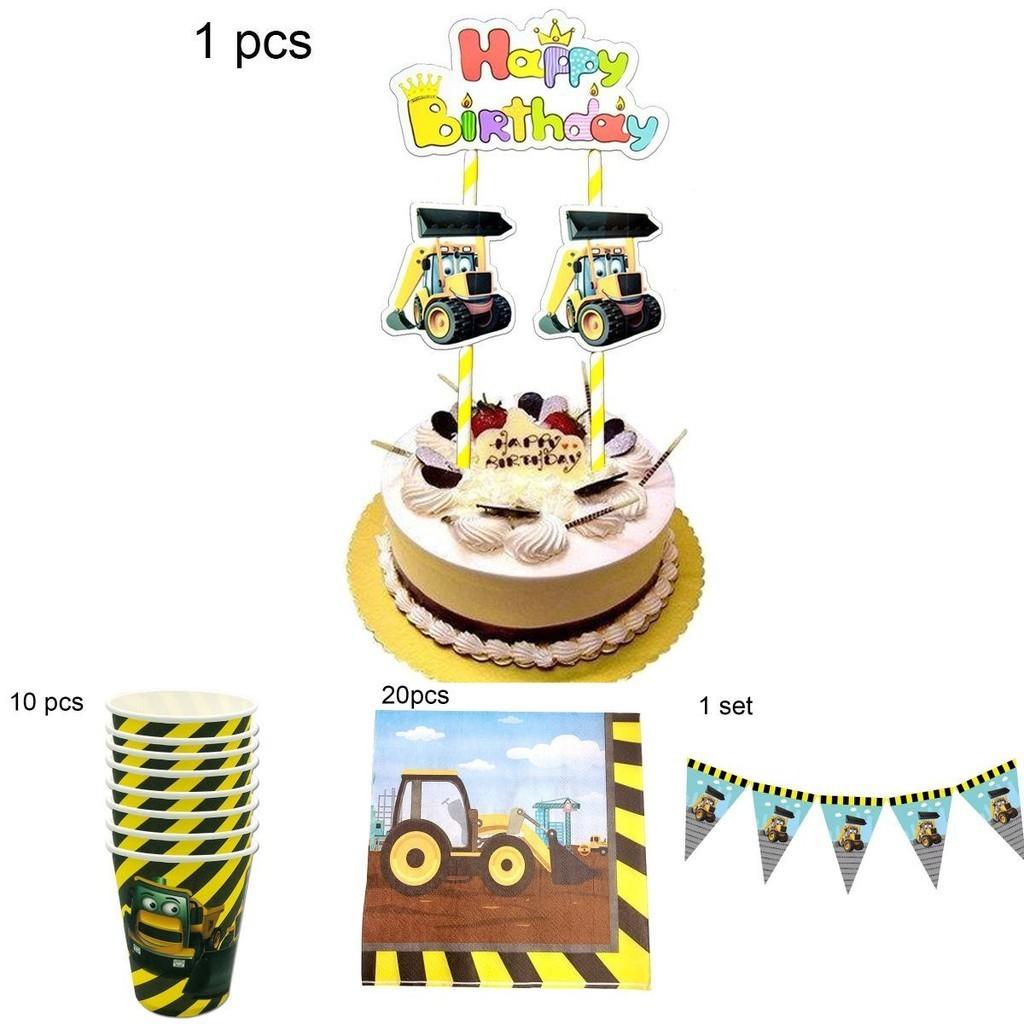 Exciting Excavator Vehicle Truck Party Supplies For Boys Birthday Celebration Decor