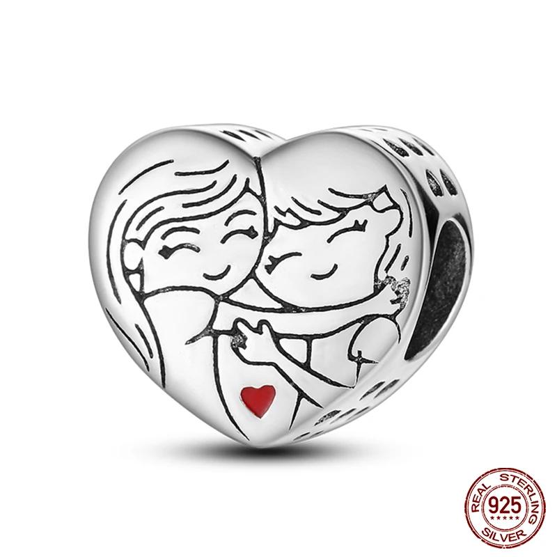 S100% Copper Heart Shaped Warm Family Charm Beads Fit Pan Original Bracelets Fine Diy Jewelry Gifts