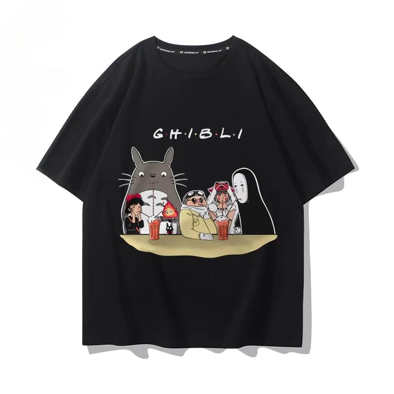 

Унесенные призраками Тоторо Анимация Совместный бренд Вокруг Футболка с коротким рукавом Женская Летняя Новая Повседневная Модная Топ Футболка Женская Одежда 4XL