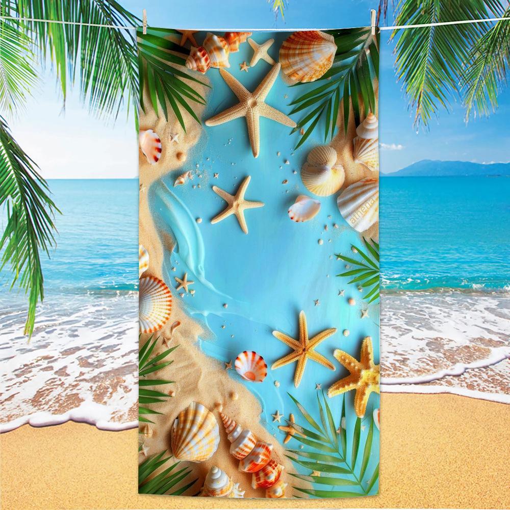 Watermelon & Summer Fun Beach Towel, Sunglasses Flip Flops Print Quick-Dry Towel
