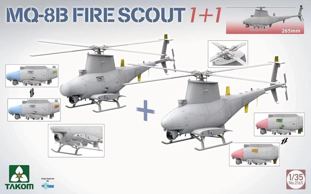 Takom 1/35 scale US Navy MQ-8B Fire Scout 1:1 plastic model kit TKO2165, molded color